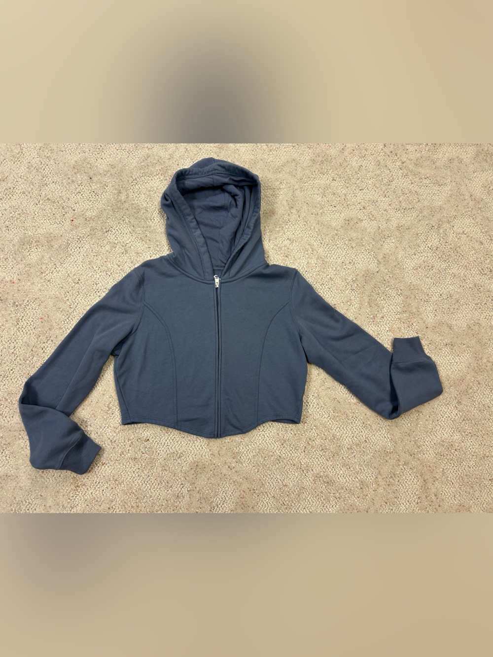 Hollister Cropped Navy Zip-Up Hoodie Jacket Womens Large